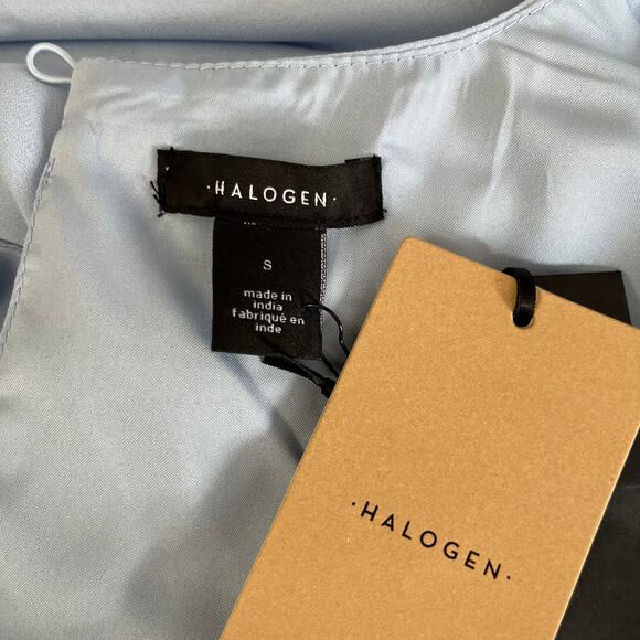 Halogen V-Neck Cut Out Short Sleeve Kentucky Light Blue Midi Dress Small NWT - Picture 4 of 16